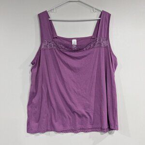 Avon Lace Trim Tank Top Mauve Size 2X